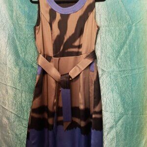 Eccoci Silk Dress in Blue and Brown size 8